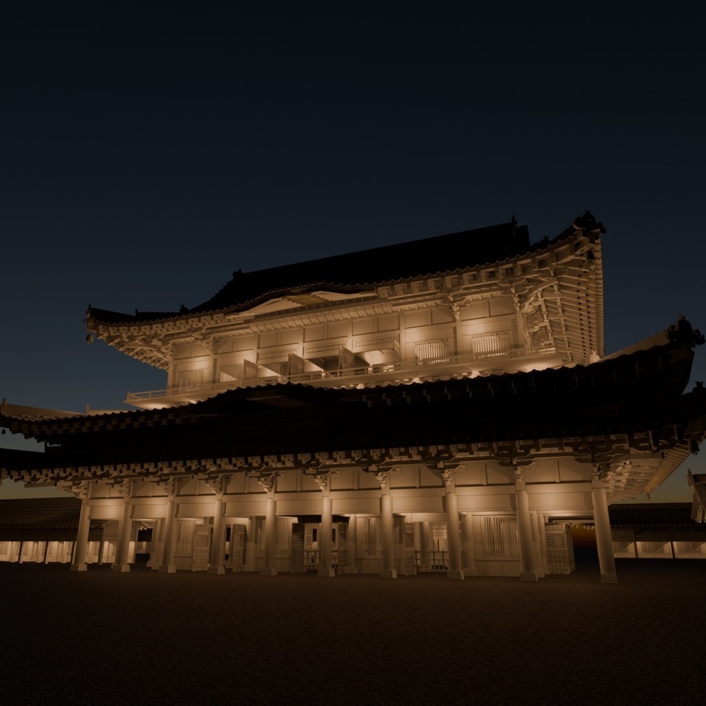 日本の寺「金堂」3D JapaneseTemple/MainHall24.12
