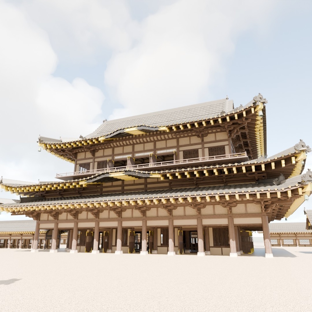 日本の寺「金堂」3D JapaneseTemple/MainHall24.12