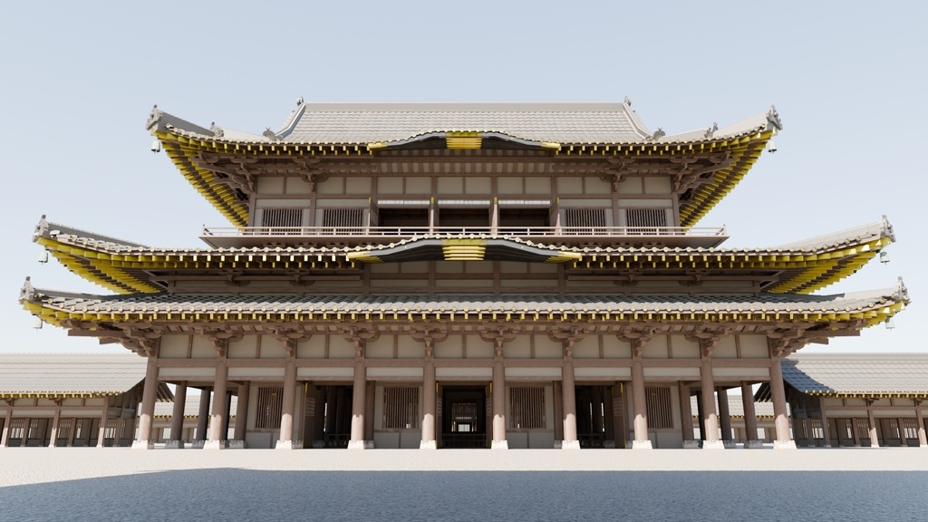 日本の寺「金堂」3D JapaneseTemple/MainHall24.12