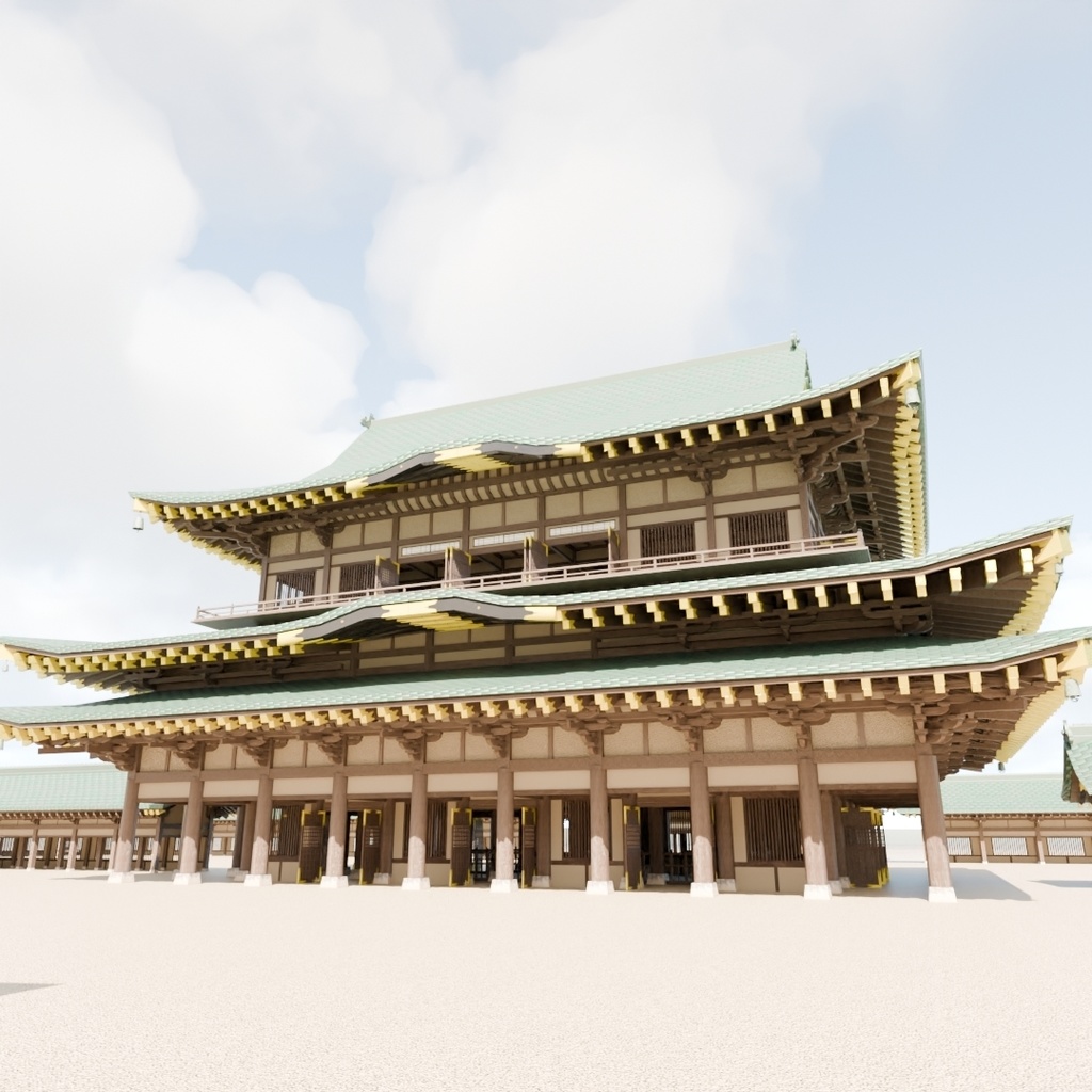 日本の寺「金堂」3D JapaneseTemple/MainHall24.12