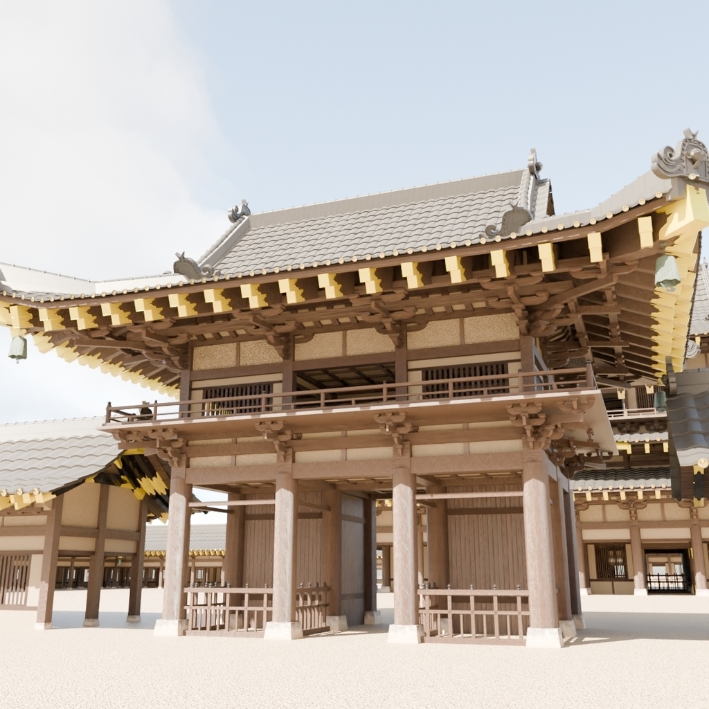日本の寺「中門」3D JapaneseTemple/SmallGate24.12