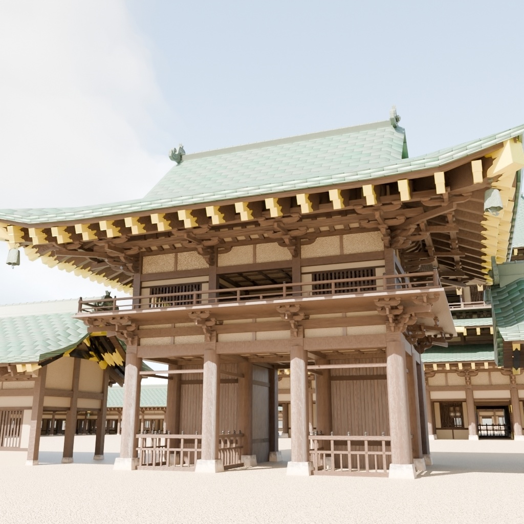 日本の寺「中門」3D JapaneseTemple/SmallGate24.12