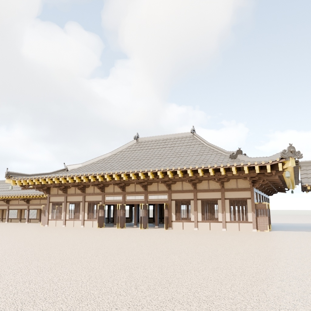 日本の寺「講堂」3D JapaneseTemple/Auditorium24.12