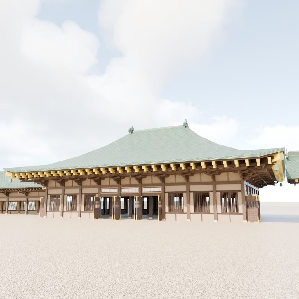 日本の寺「講堂」3D JapaneseTemple/Auditorium24.12