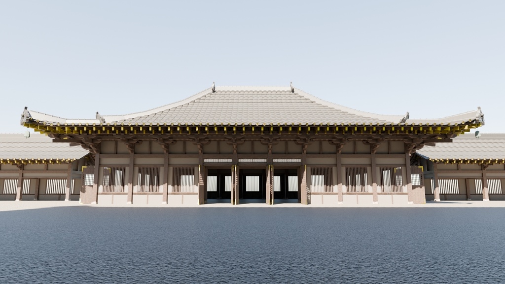 日本の寺「講堂」3D JapaneseTemple/Auditorium24.12