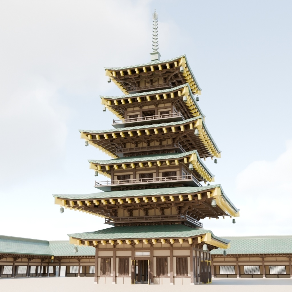 日本の寺「三重塔」3D JapaneseTemple/ThreeStoryPagoda24.12