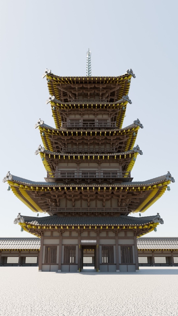 日本の寺「三重塔」3D JapaneseTemple/ThreeStoryPagoda24.12