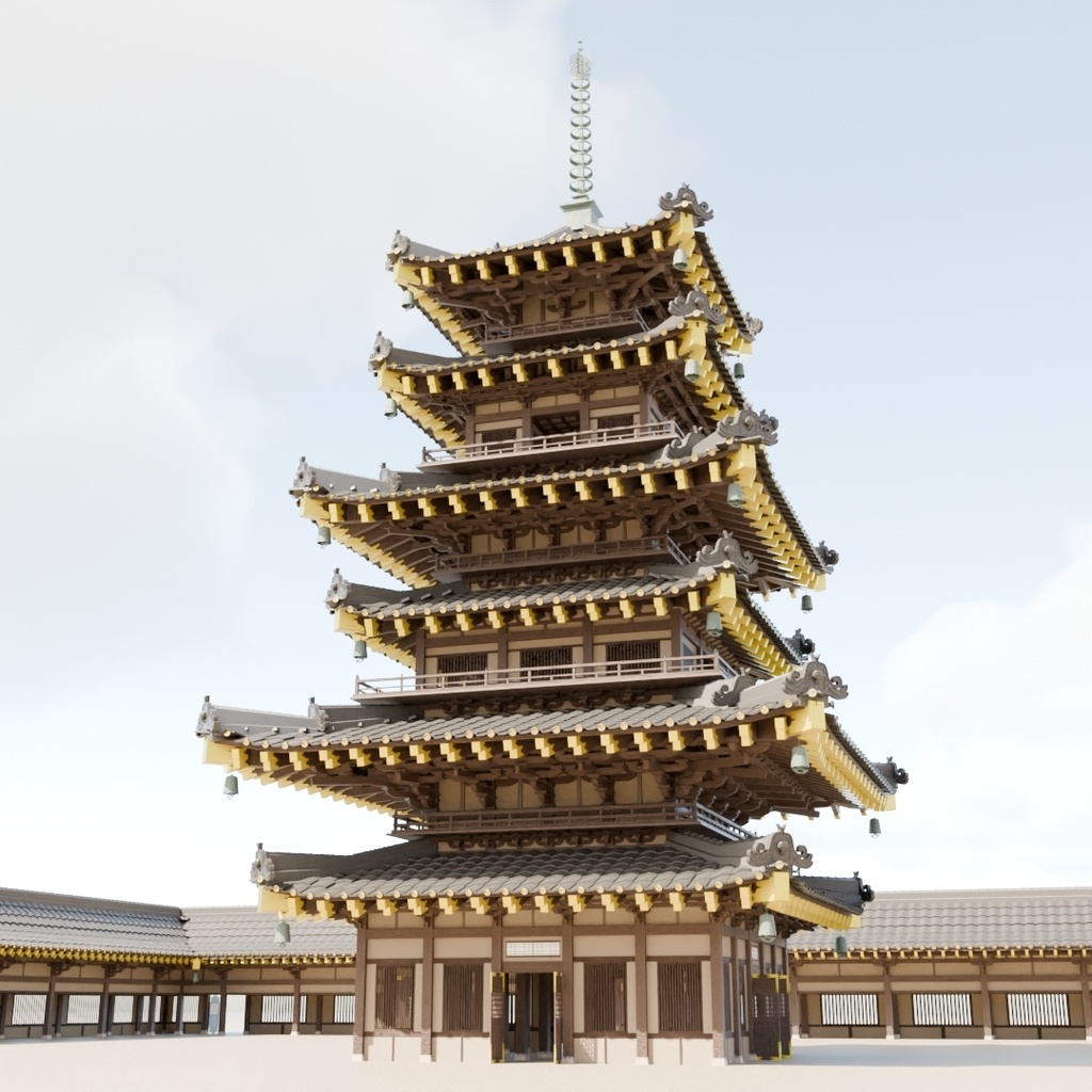 日本の寺「三重塔」3D JapaneseTemple/ThreeStoryPagoda24.12