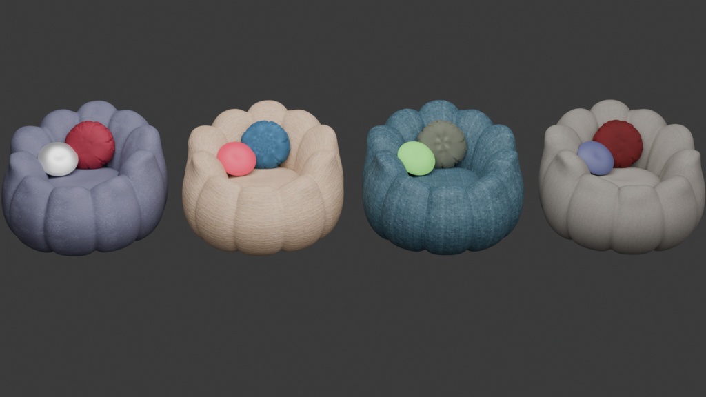 【3Dモデル】Bloom Sofa - ブルームソファ - 全4色セット