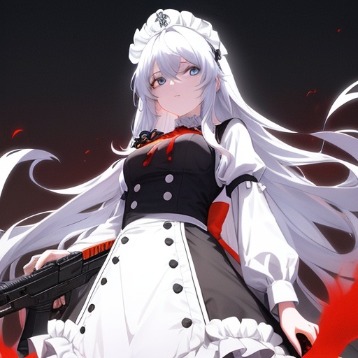 見下ろす銀髪メイド少女