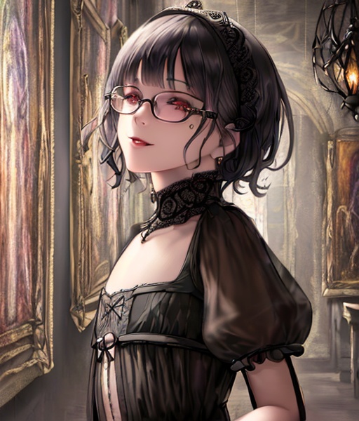 狂った黒髪女性