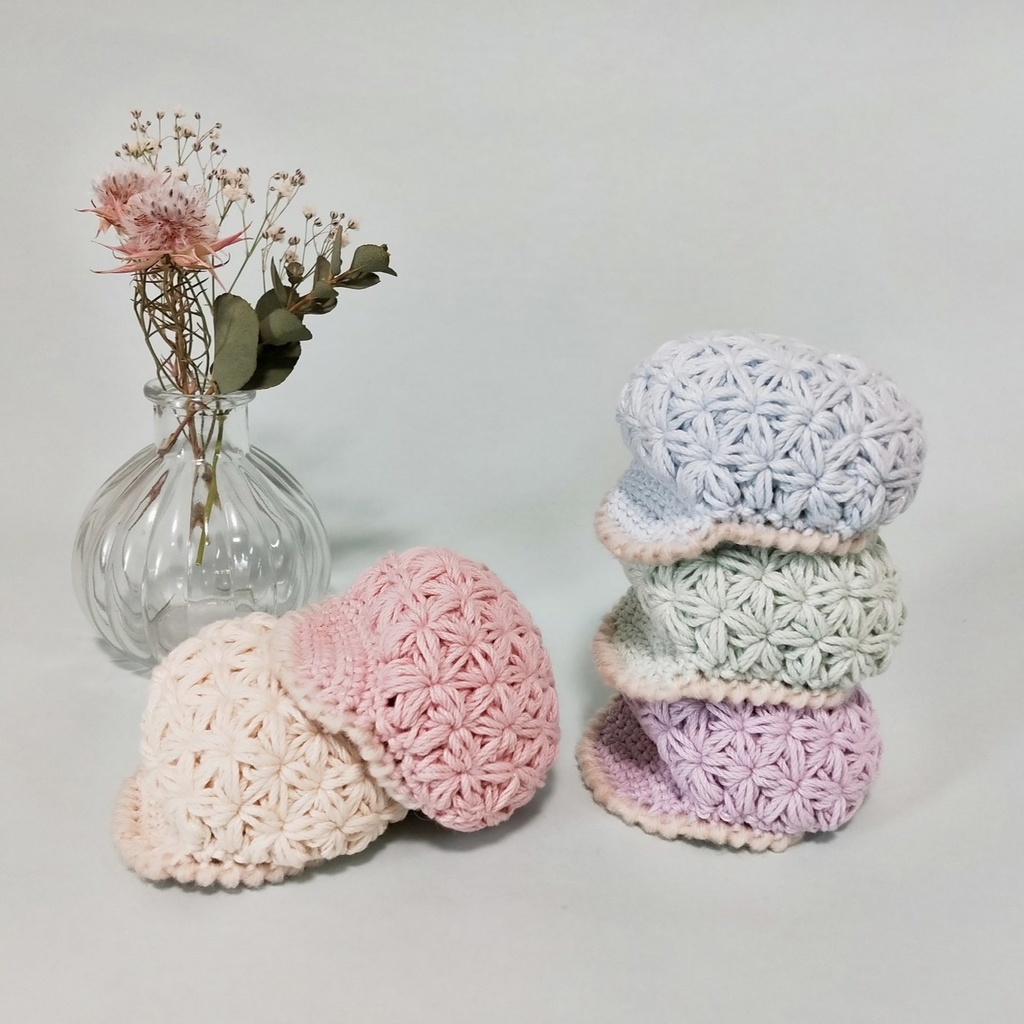 【6/4 sat 21:10】リフ編みキャスケット 〜アイスクリーム〜