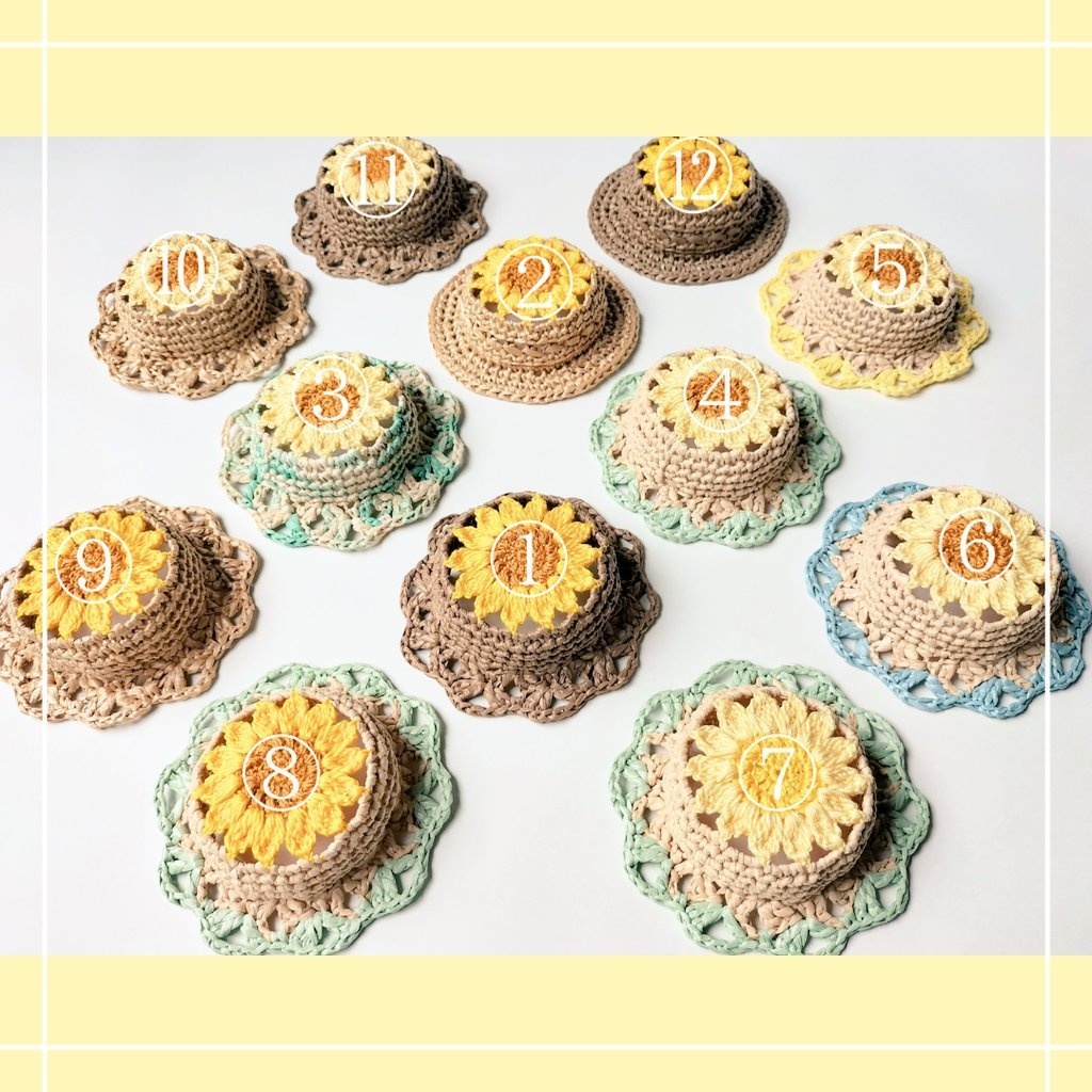 【6/18 sun 21:20】12種類のひまわり帽子