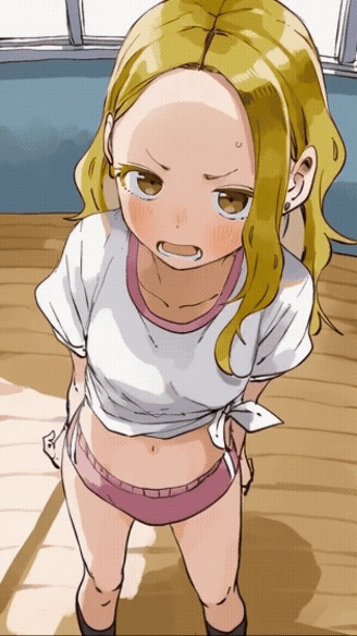 体操服でも!嫌な顔で恥じらいながらパンツを見せて欲しい!!GIF