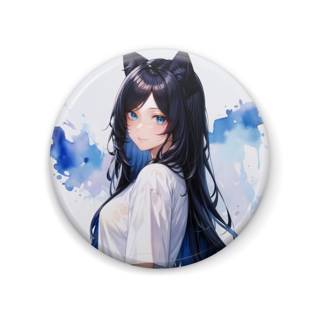 【缶バッジ 57mm】カクヨさん 0001|白Tシャツ