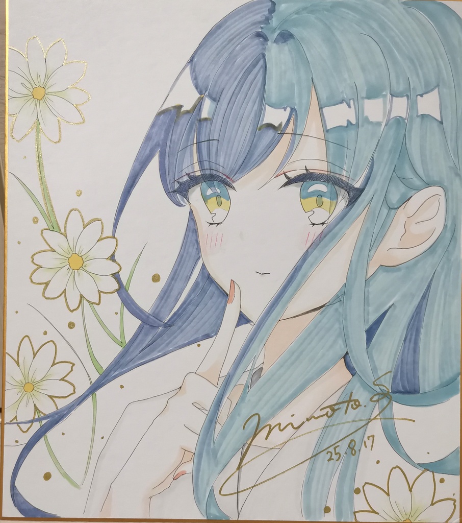 直筆イラスト色紙（037）