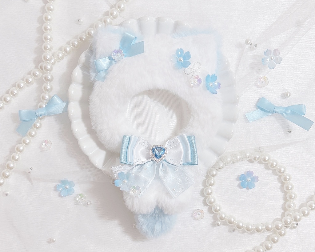 お花見 ネコ ぬい服 12cm ブルー