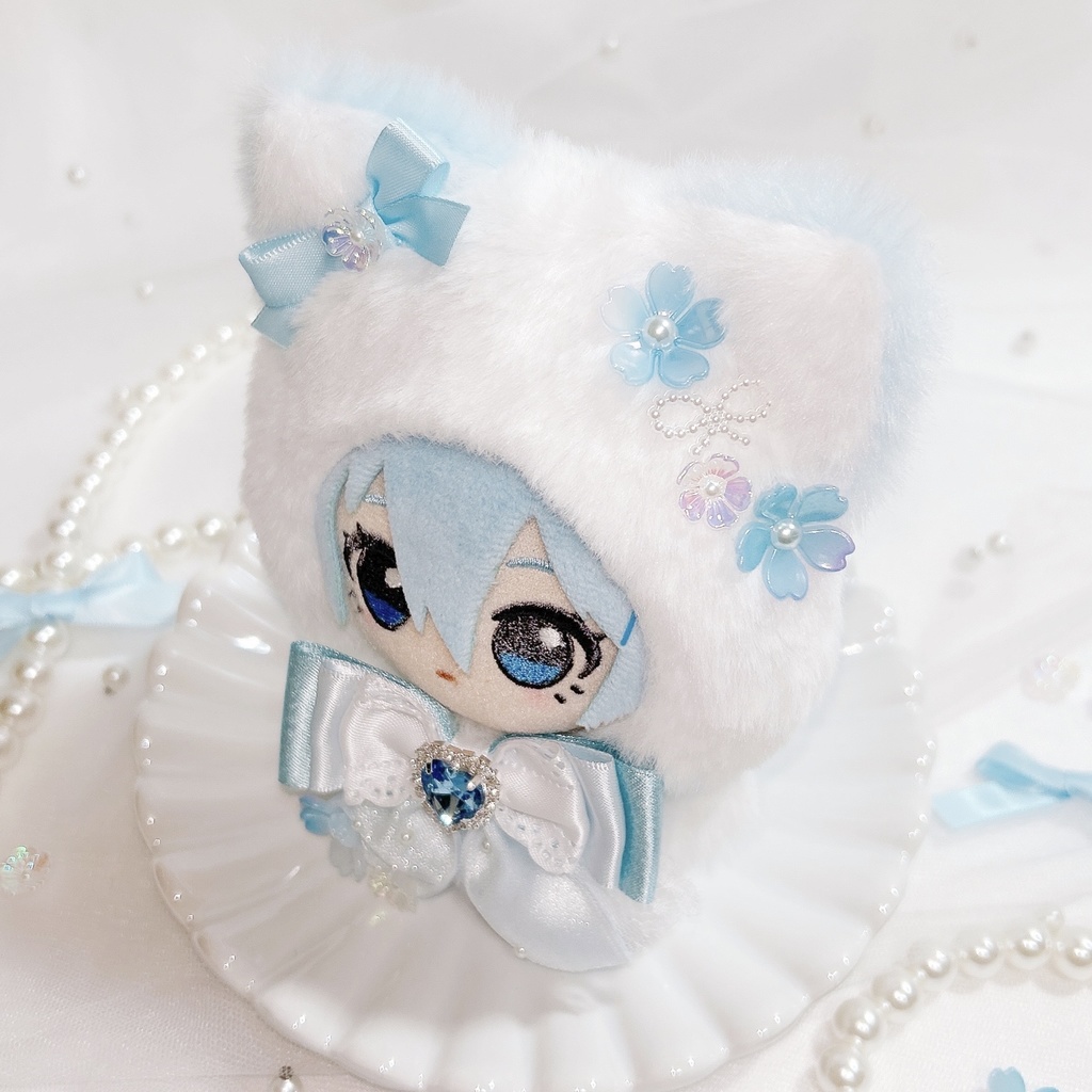 お花見 ネコ ぬい服 12cm ブルー