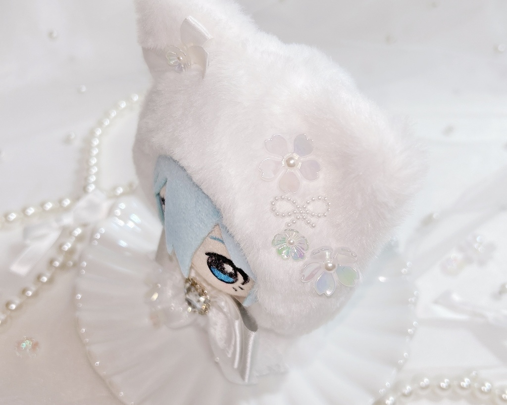お花見 ネコ ぬい服 12cm ホワイト 桜