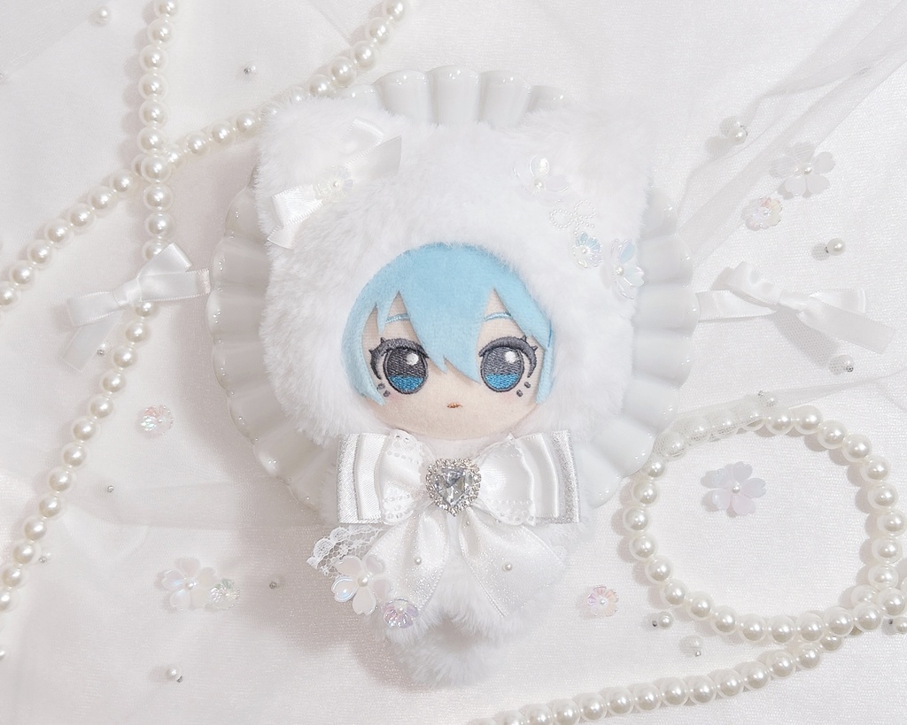 お花見 ネコ ぬい服 12cm ホワイト 桜