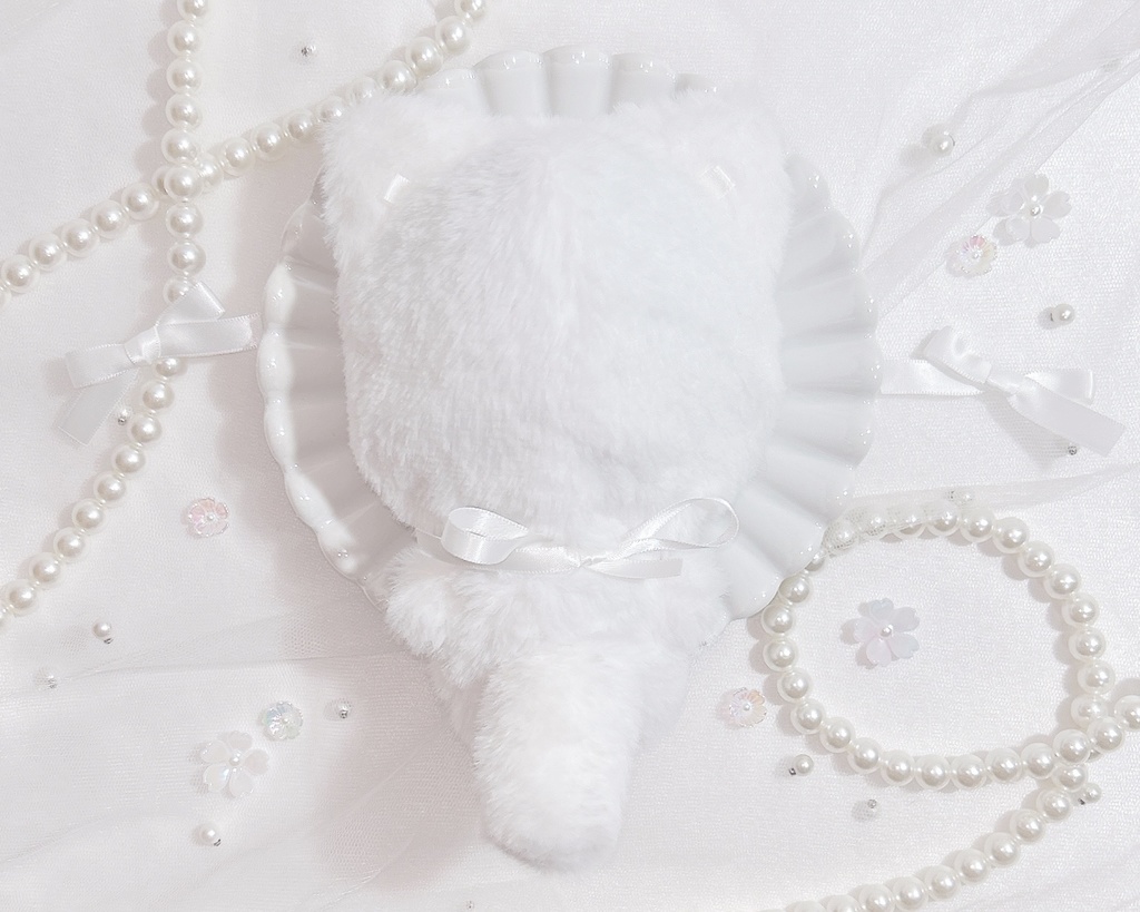 お花見 ネコ ぬい服 12cm ホワイト 桜