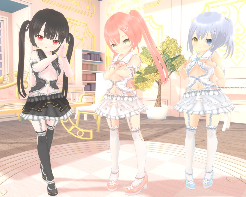 【黒VER追加・クローゼット対応】さくらロリィタVRM+衣装(カスタムアイテム / xwear)【商用利用・改変OK】
