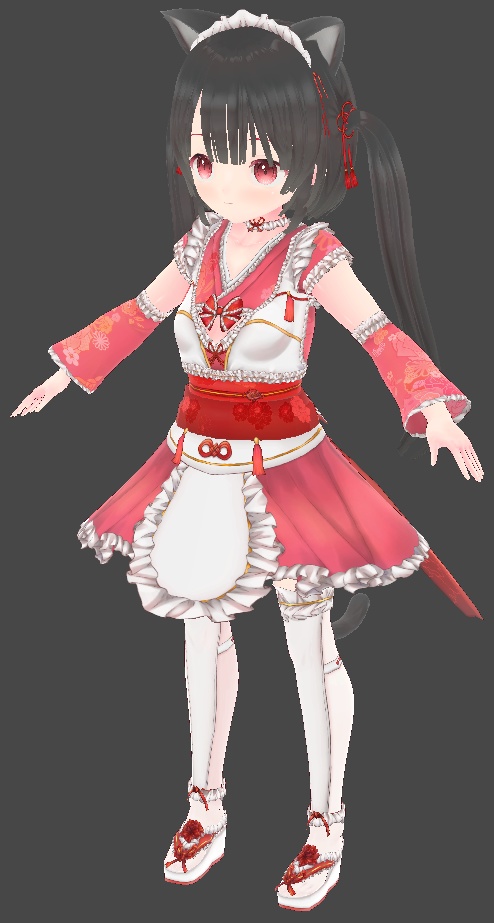 【割引中】和メイドVRM+衣装(カスタムアイテム)【商用利用・改変OK】