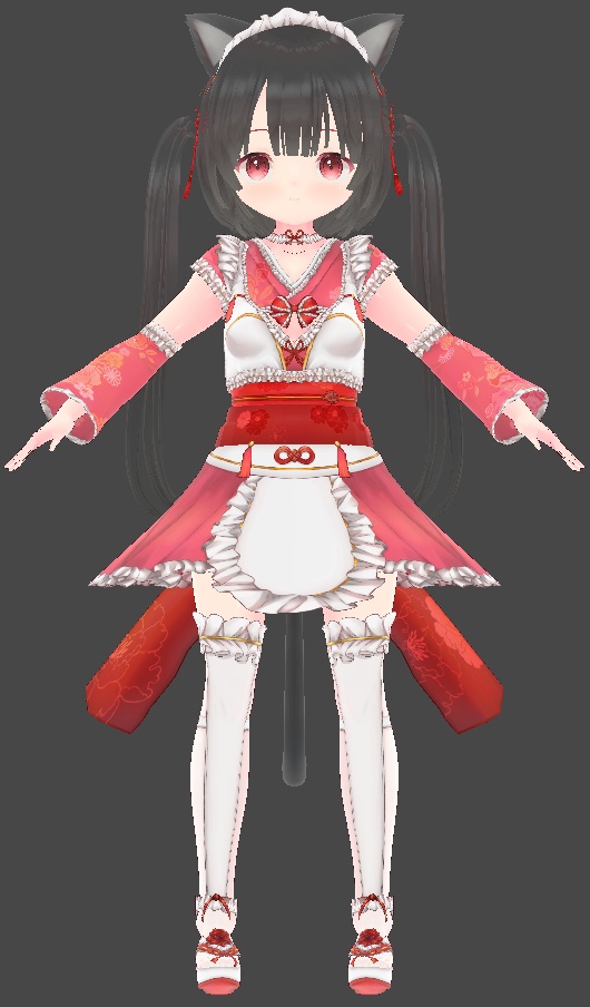 【割引中】和メイドVRM+衣装(カスタムアイテム)【商用利用・改変OK】