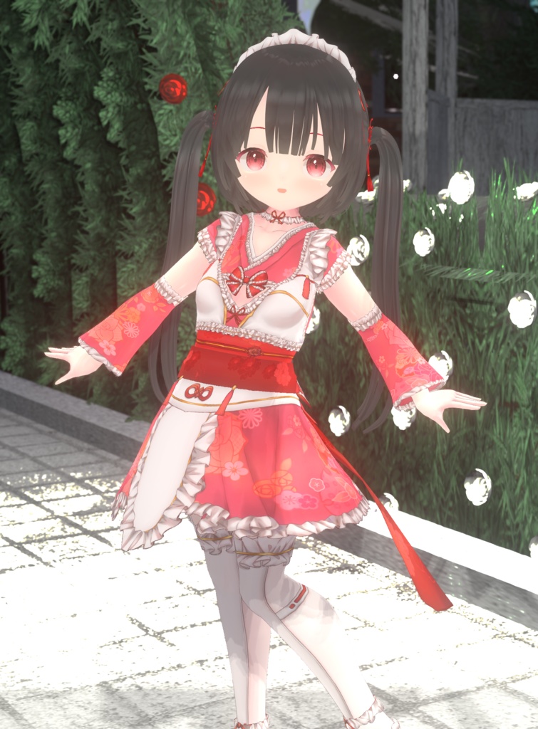【割引中】和メイドVRM+衣装(カスタムアイテム)【商用利用・改変OK】