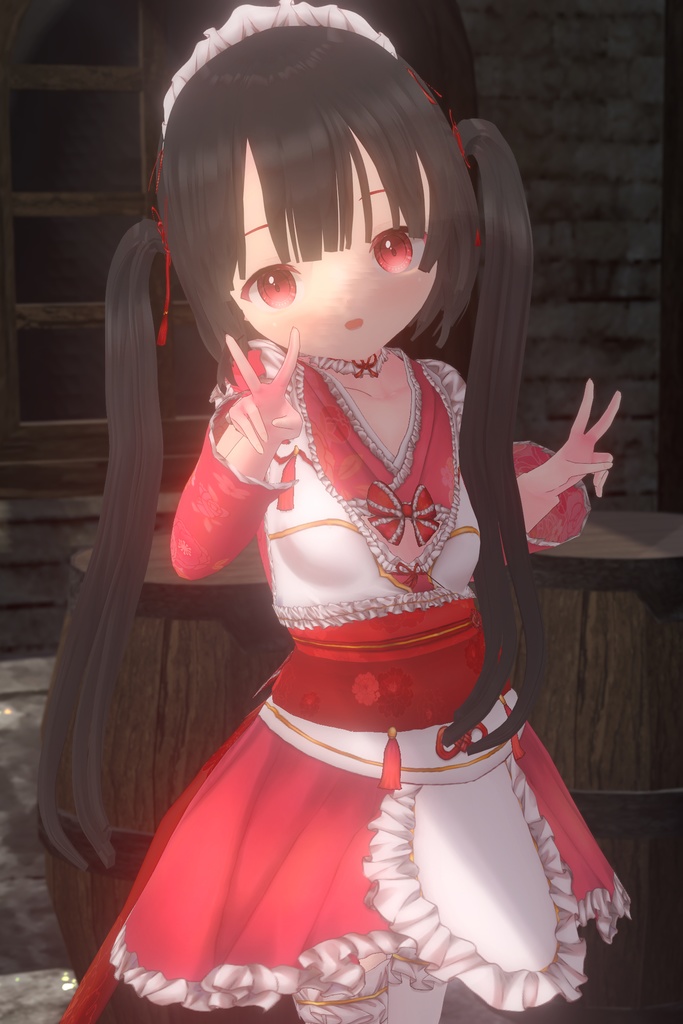 【割引中】和メイドVRM+衣装(カスタムアイテム)【商用利用・改変OK】