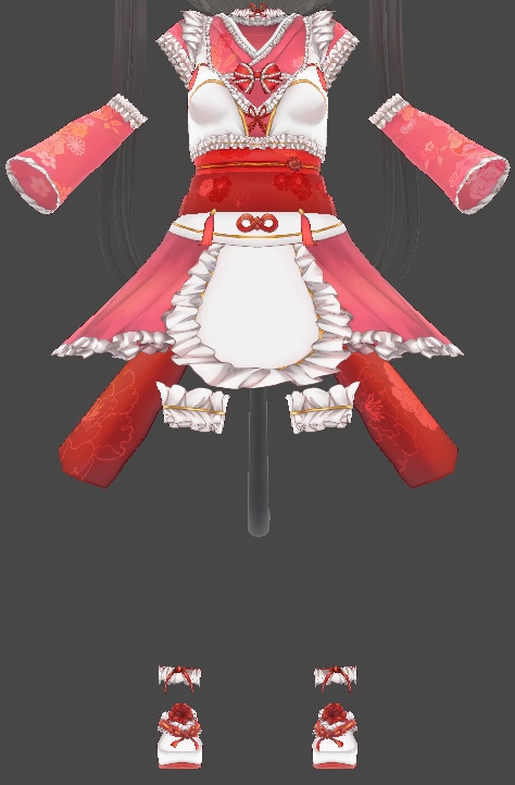 【割引中】和メイドVRM+衣装(カスタムアイテム)【商用利用・改変OK】