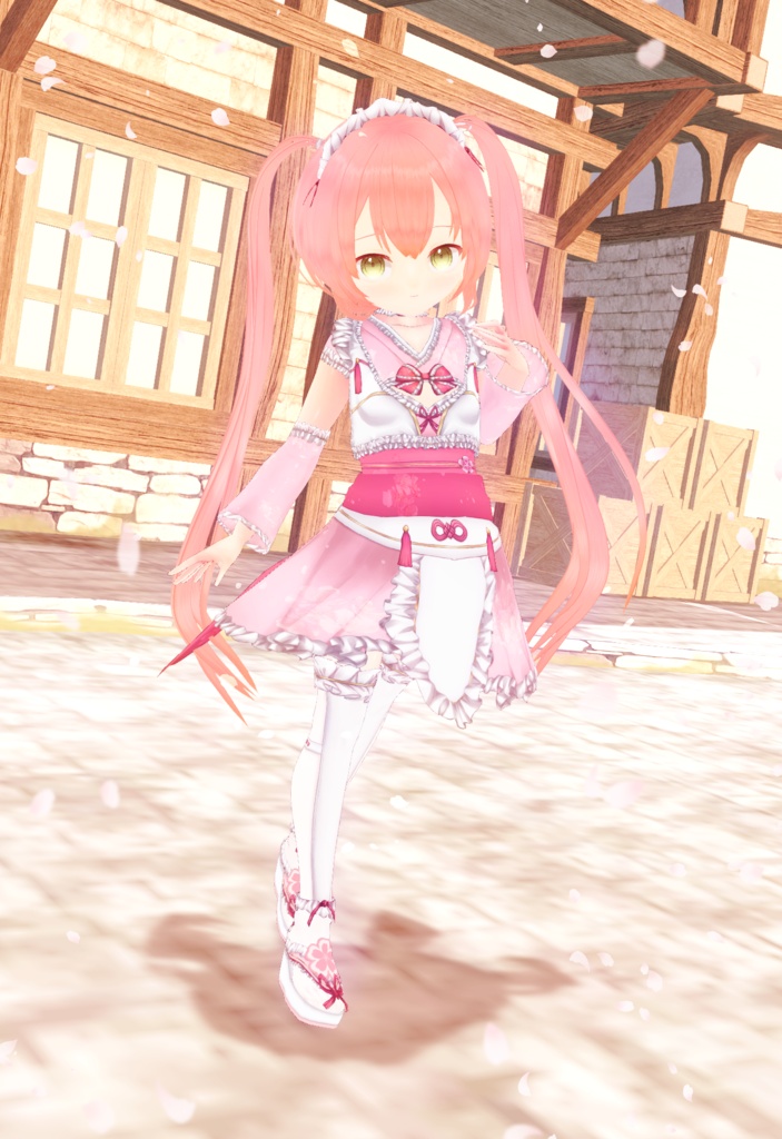【ピンクVER追加・クローゼット対応】和メイド VRM+衣装(カスタムアイテム / xwear)【商用利用・改変OK】