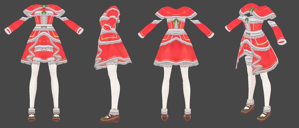 フリルサンタVRM+衣装(カスタムアイテム)【商用利用・改変OK】