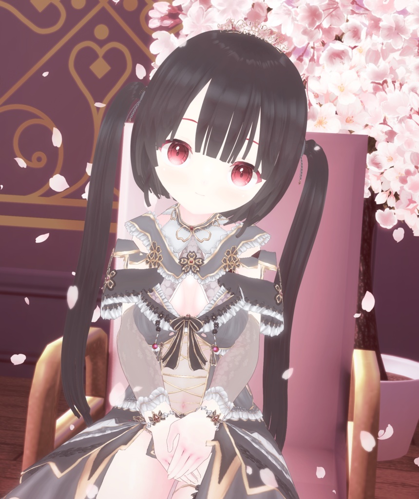 【黒VER追加】さくら色プリンセス VRM+衣装(カスタムアイテム)【商用利用・改変OK】
