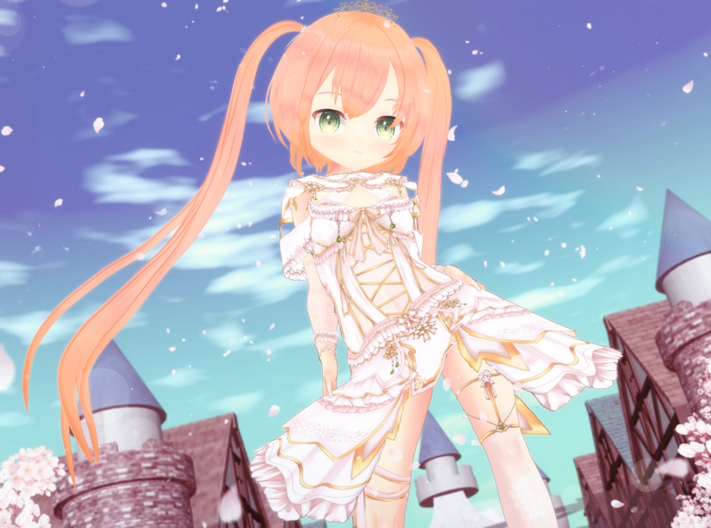 【黒VER追加】さくら色プリンセス VRM+衣装(カスタムアイテム)【商用利用・改変OK】