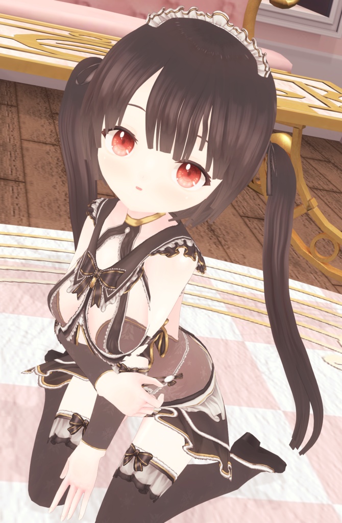 【割引中】黒VER追加 Sクリスマスメイド VRM+衣装(カスタムアイテム / xwear)【商用利用・改変OK】