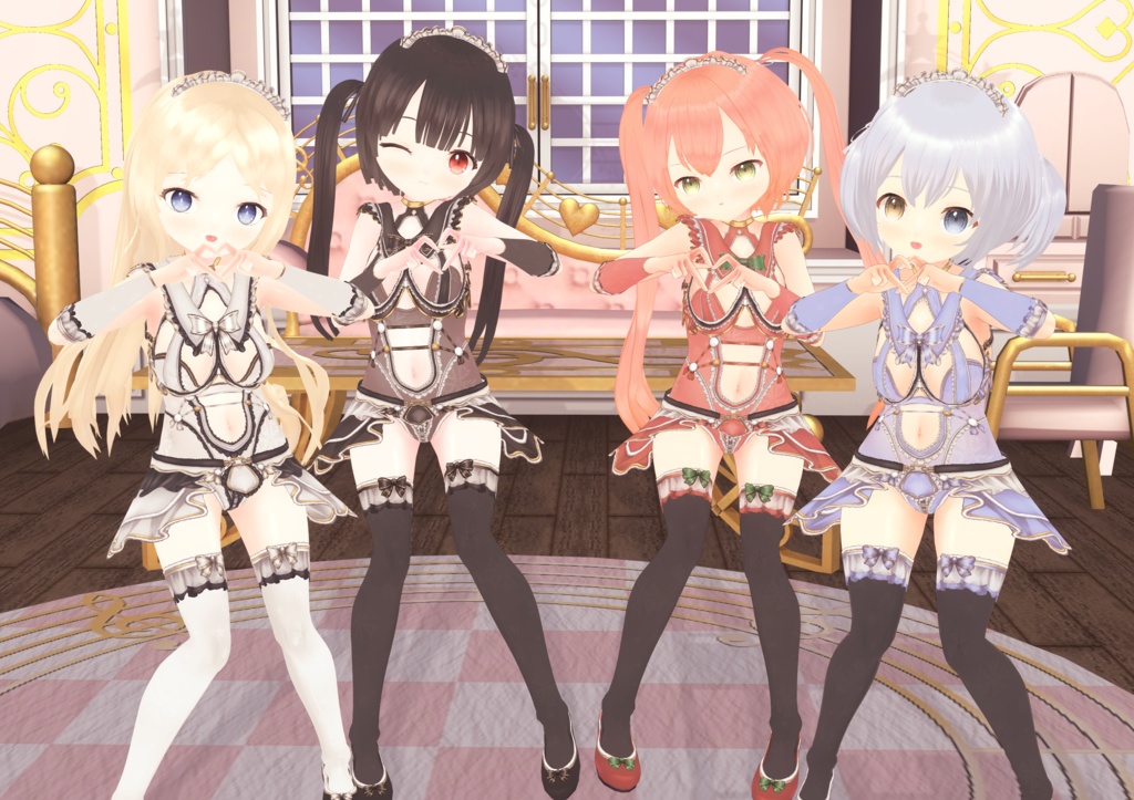 白VER追加 Sクリスマスメイド VRM+衣装(カスタムアイテム / xwear)【商用利用・改変OK】