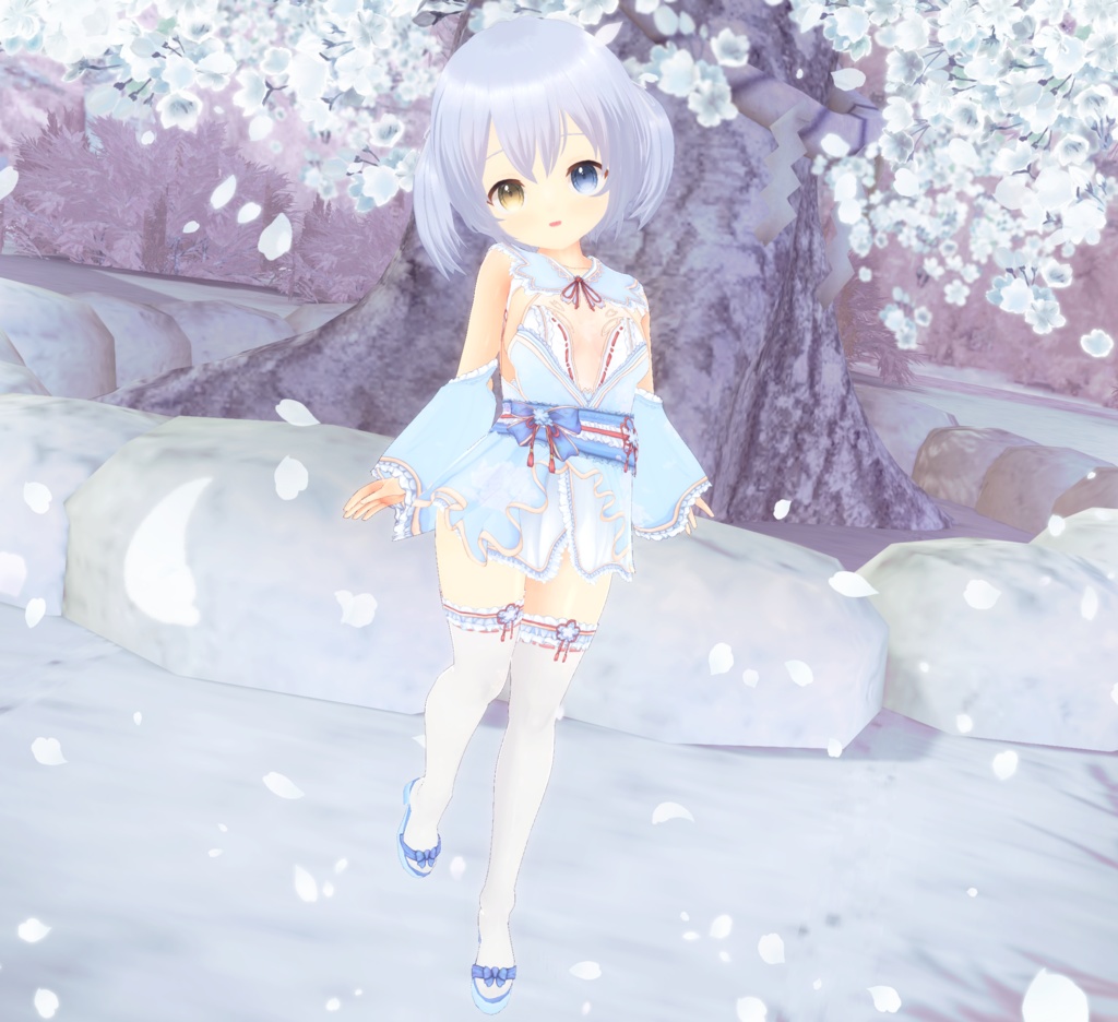 着物-さくら色のきせつVRM+衣装(カスタムアイテム)【商用利用・改変OK】