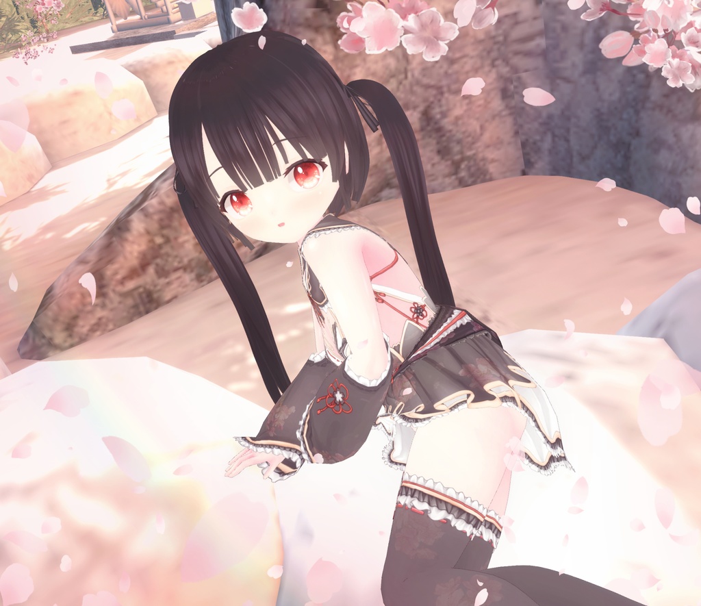 【黒VER追加】着物-さくら色のきせつVRM+衣装(カスタムアイテム)【商用利用・改変OK】