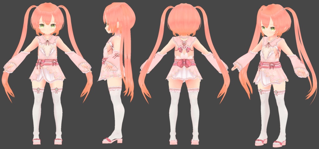 【割引中】着物-さくら色のきせつVRM+衣装(カスタムアイテム)【商用利用・改変OK】