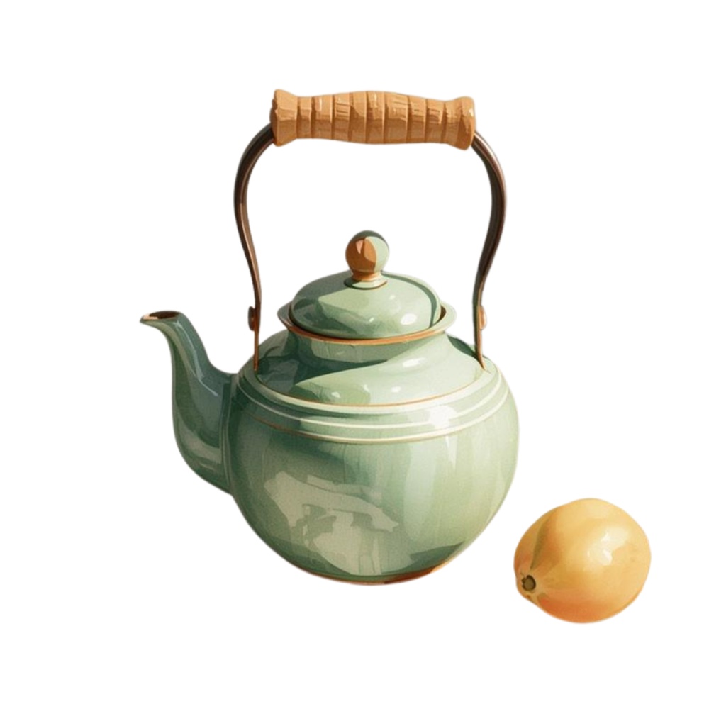 水彩風アンティークキッチンアイテム・クリップアートセット(グリーン系/PNG形式)