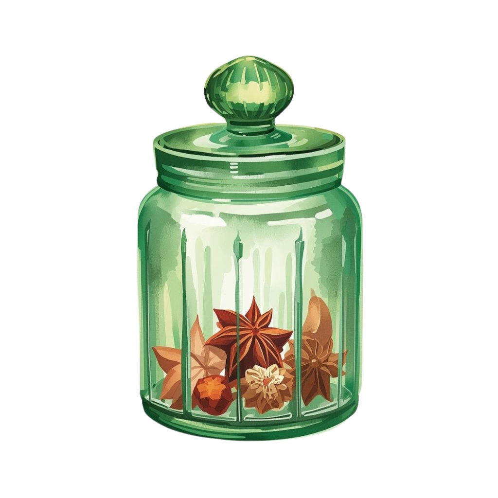 水彩風アンティークキッチンアイテム・クリップアートセット(グリーン系/PNG形式)