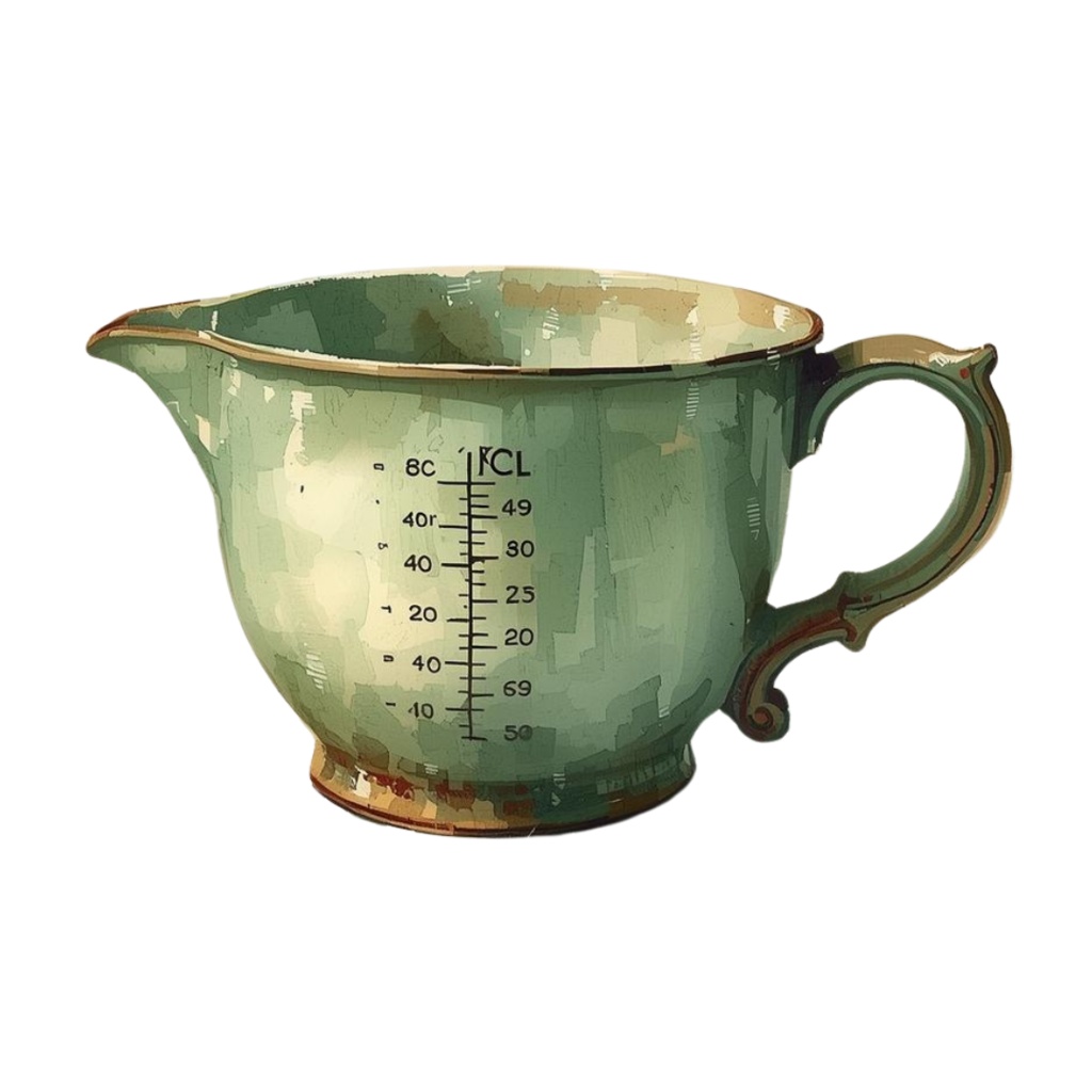 水彩風アンティークキッチンアイテム・クリップアートセット(グリーン系/PNG形式)