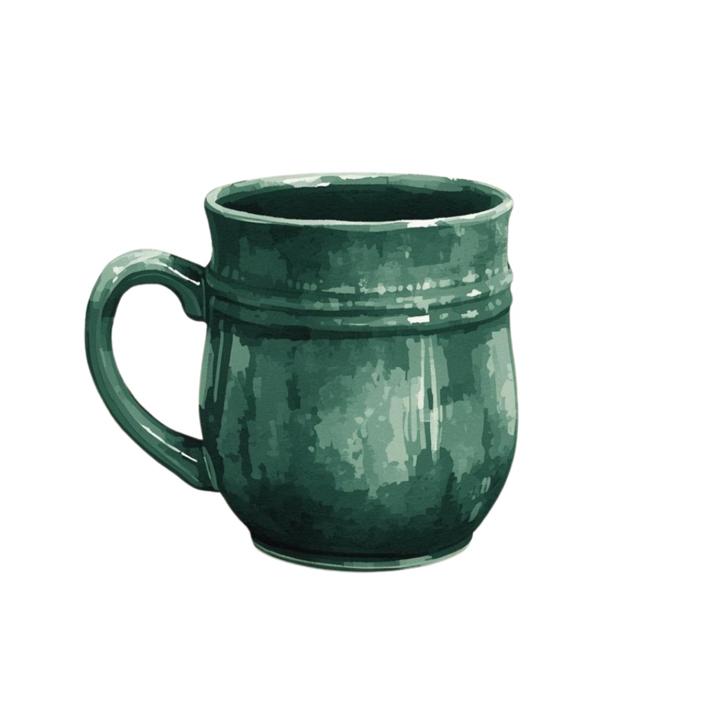 水彩風アンティークキッチンアイテム・クリップアートセット(グリーン系/PNG形式)