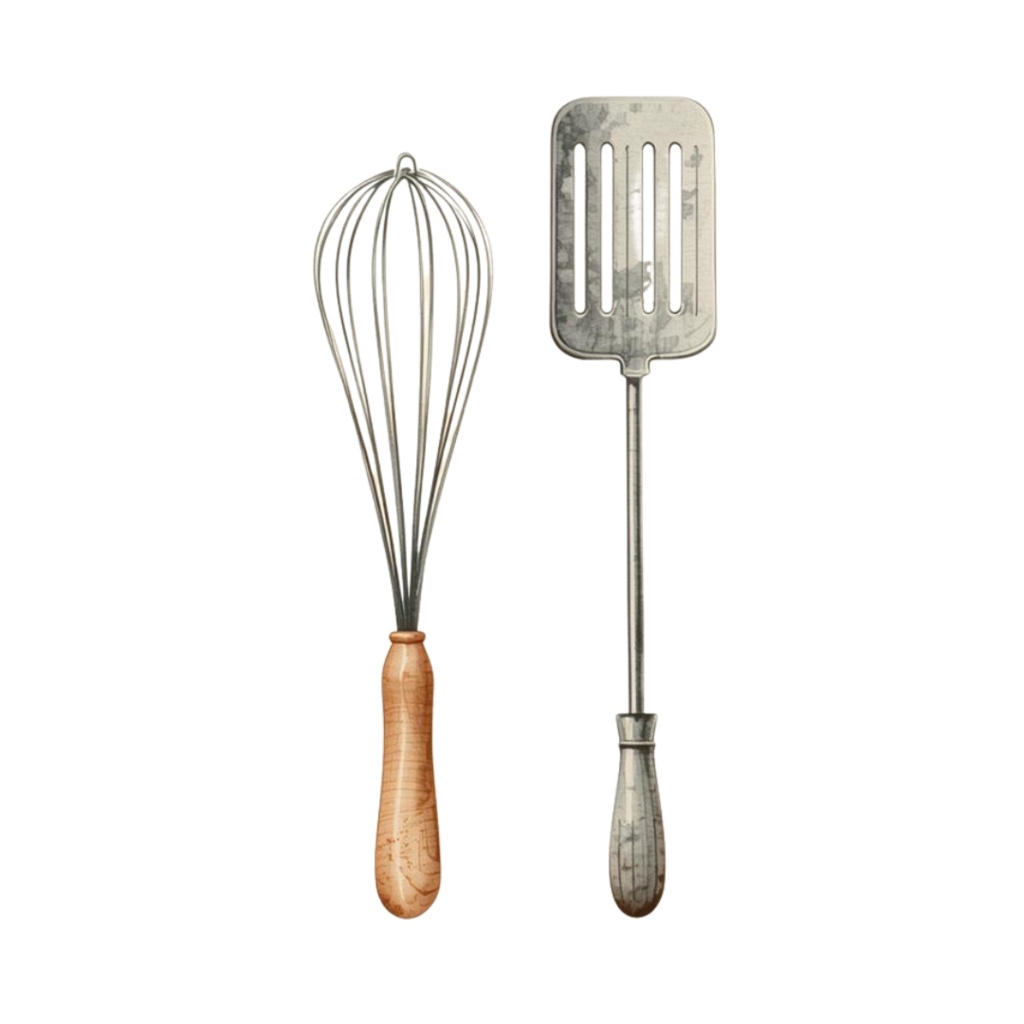 水彩風アンティークキッチンアイテム・クリップアートセット(グリーン系/PNG形式)