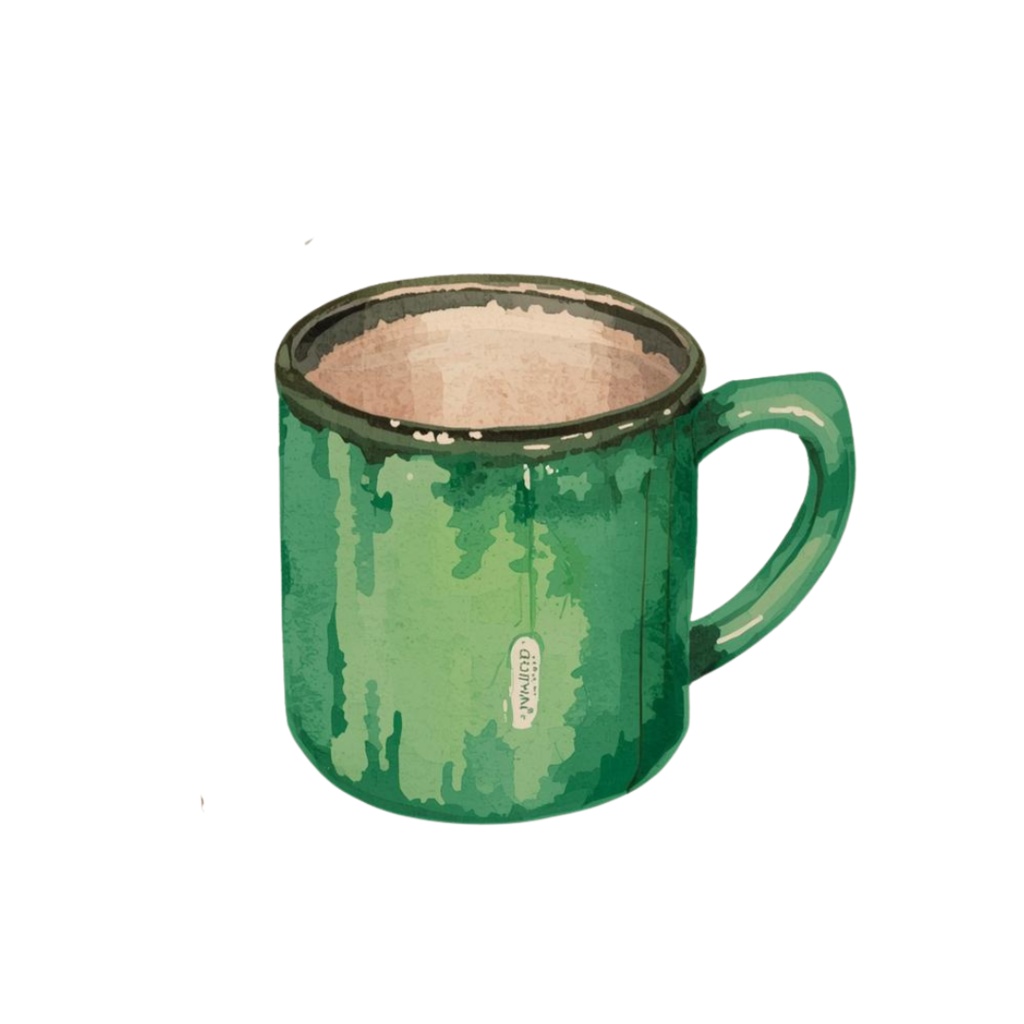 水彩風アンティークキッチンアイテム・クリップアートセット(グリーン系/PNG形式)