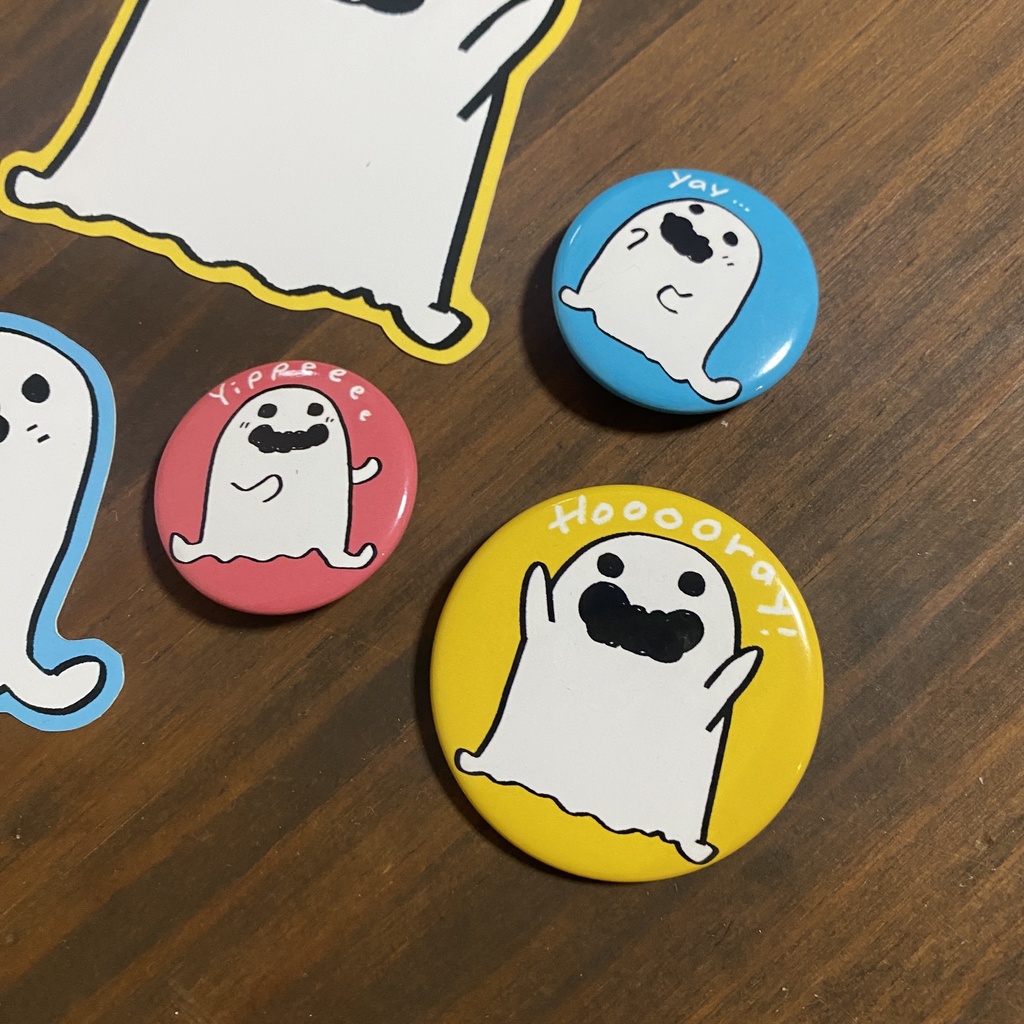 【自家発送】おばけ缶バッチ+シールセット