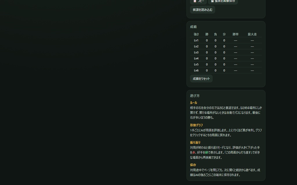 【無料】リバーシ道場 — 6段階AI・形勢グラフ・振り返り【インストール不要・ブラウザで動く】