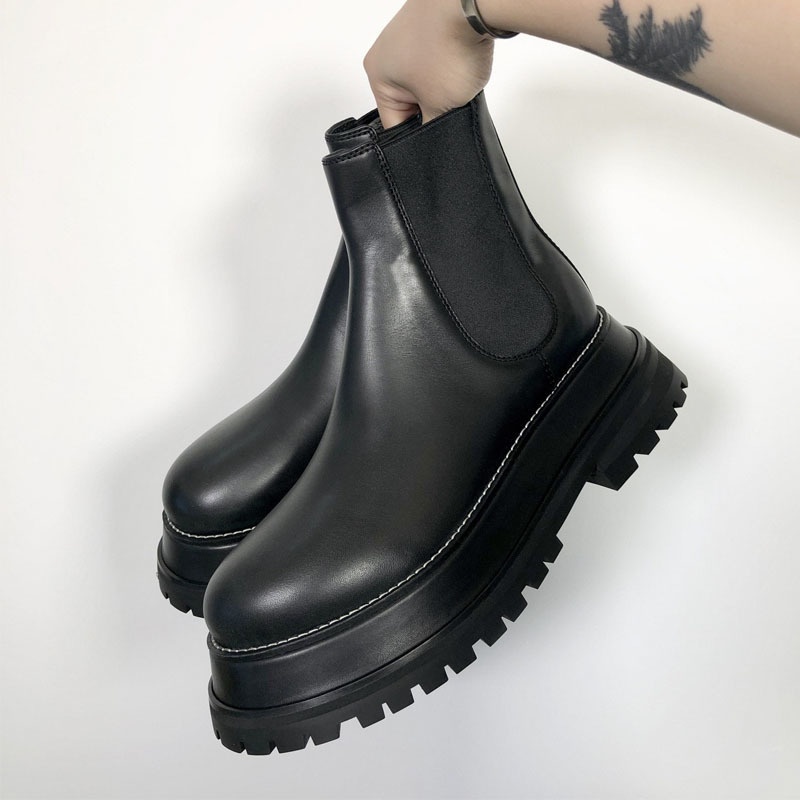 ブラックプラットフォームファッションブーティー