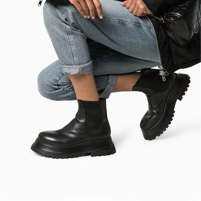 ブラックプラットフォームファッションブーティー